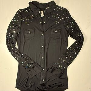 Roper Women's Black Long Sleeve Sequin Dressy Western Shirt Medium Cowgirl Rodeo